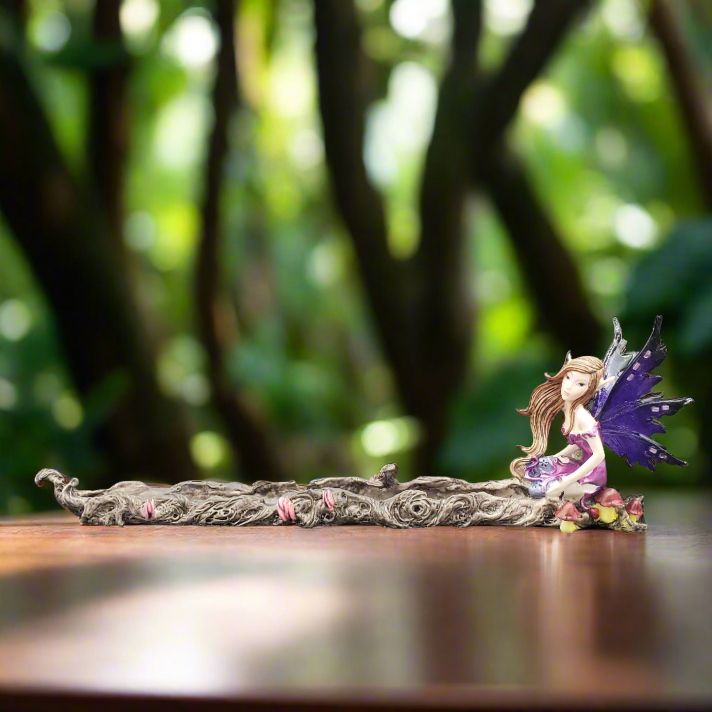 Incense Ash Catcher - Pixie Fairy w/ Purple Rubber Wings