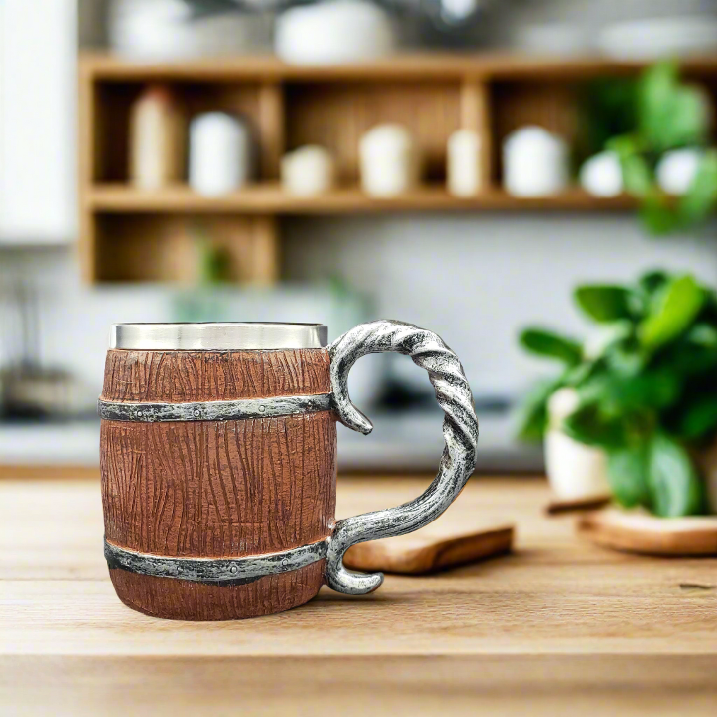 Wooden Barrel Mug w/ Stainless Steel Cup