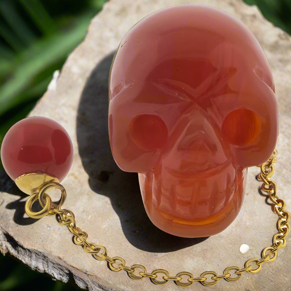 Carnelian Skull Pendulum