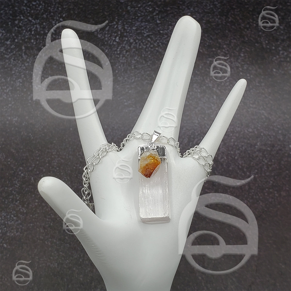 Selenite with Citrine Necklace