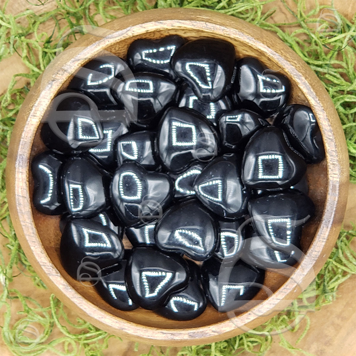 Polished Heart Small - Obsidian, Black