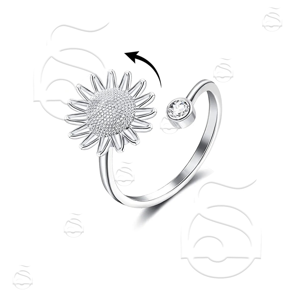 Fidget Spinner Ring - Sunflower Silver