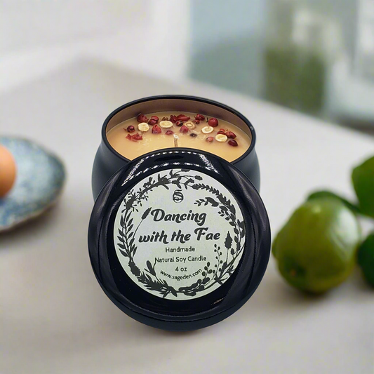 Dancing with the Fae Soy Candle Handmade by Sage Den