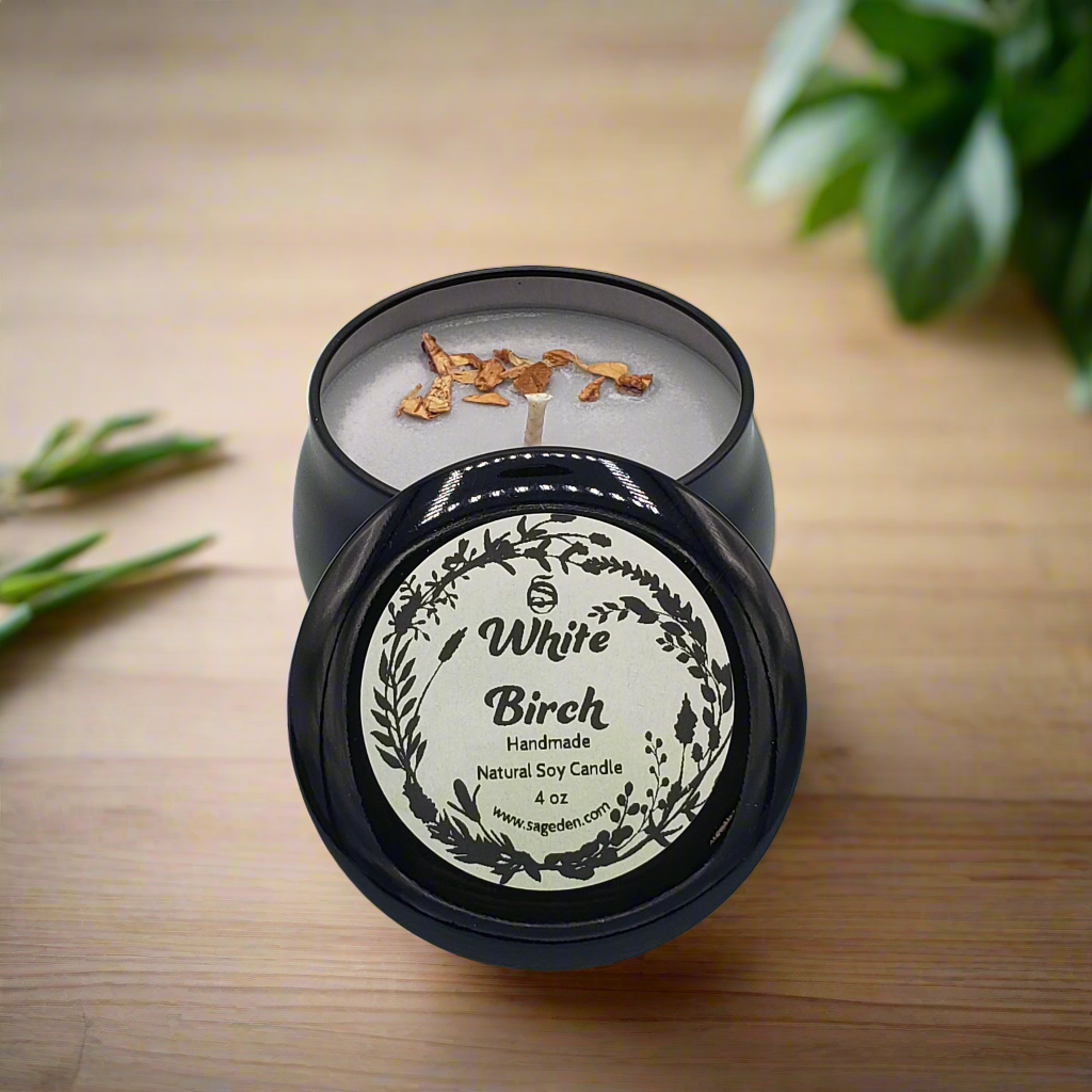 White Birch Soy Candle Handmade by Sage Den