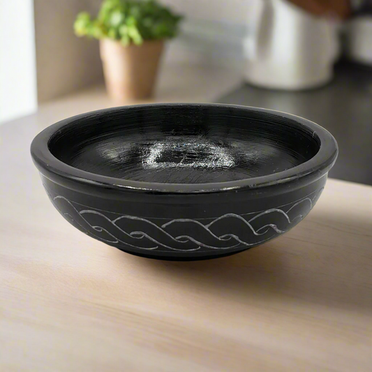 Black Soapstone Carved Knot Bowl