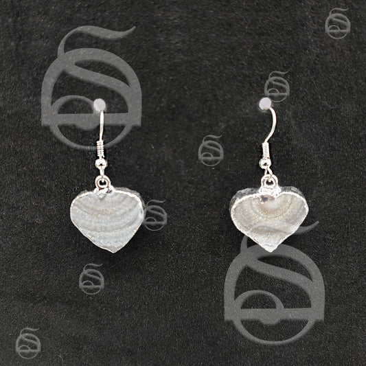 Chalcedony Druzy Heart Earrings