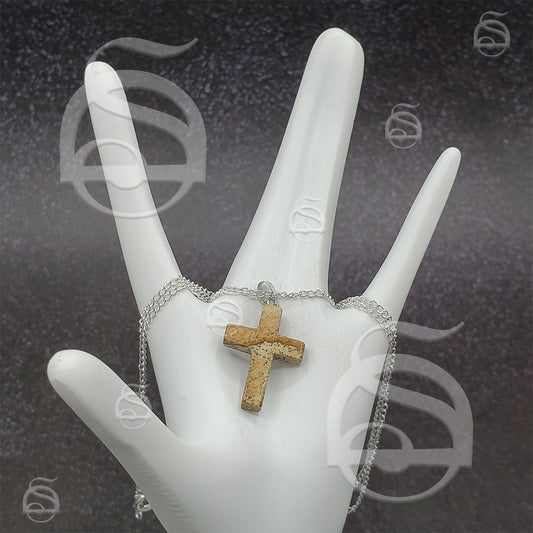 Petrified Wood Cross Necklace