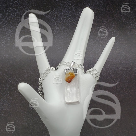 Selenite with Citrine Necklace