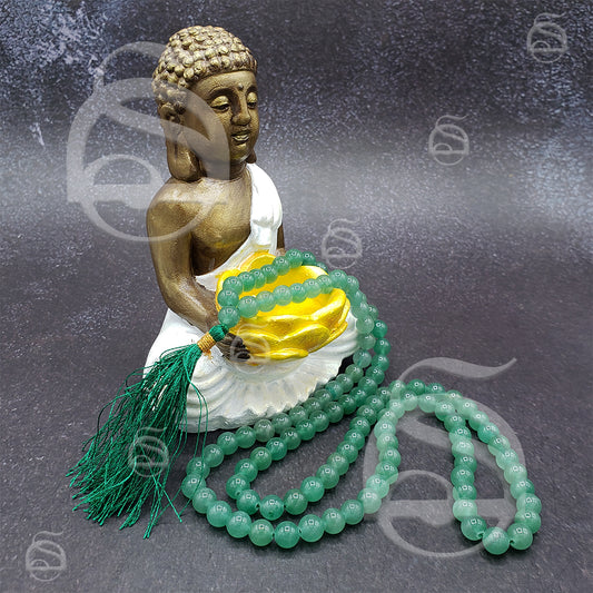 Gemstone Prayer Mala Necklace - Aventurine, Green