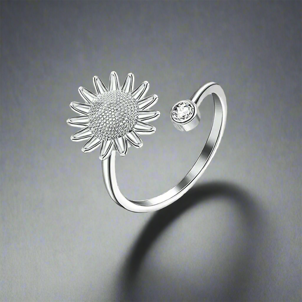 Fidget Spinner Ring - Sunflower Silver