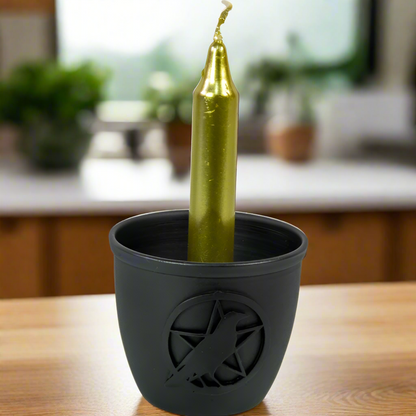 Chime Candle Holder - Raven with Pentacle