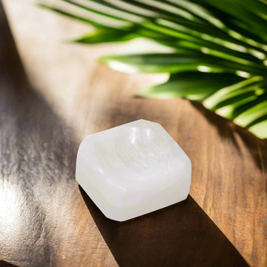 Selenite Square Sphere Stand