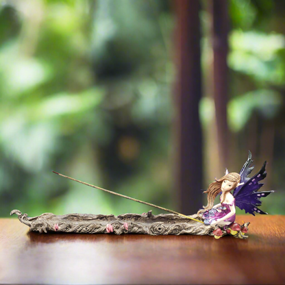 Incense Ash Catcher - Pixie Fairy w/ Purple Rubber Wings
