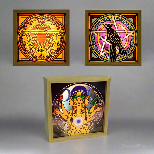 Wood Light Box with Changeable Glass - Pagan