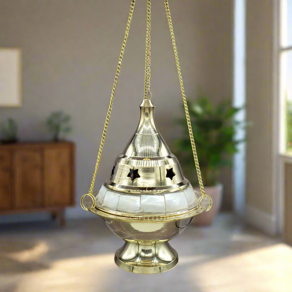 Mother of Pearl Brass Hanging Burner