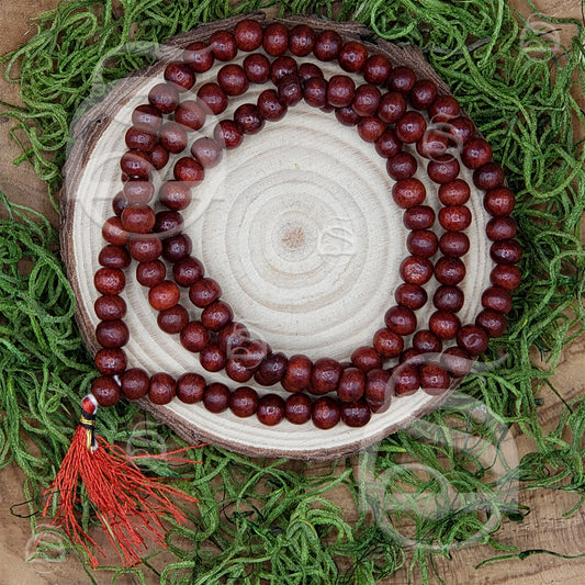 Sandalwood Prayer Mala Necklace - 6mm Beads (Red)