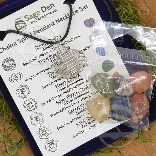 7 Chakra Gemstone Necklace Set with Velvet Bag