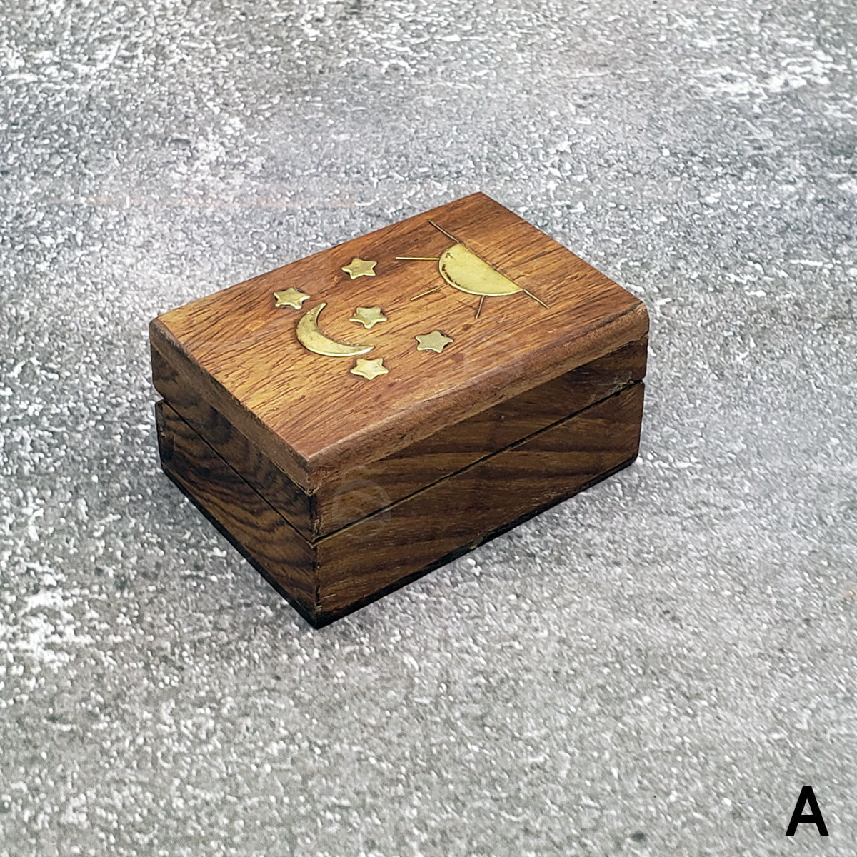 Brass Inlay Wood Box - Celestial