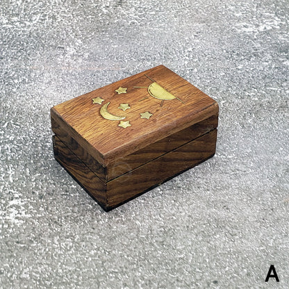 Brass Inlay Wood Box - Celestial