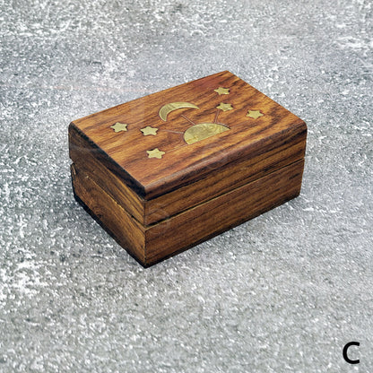 Brass Inlay Wood Box - Celestial